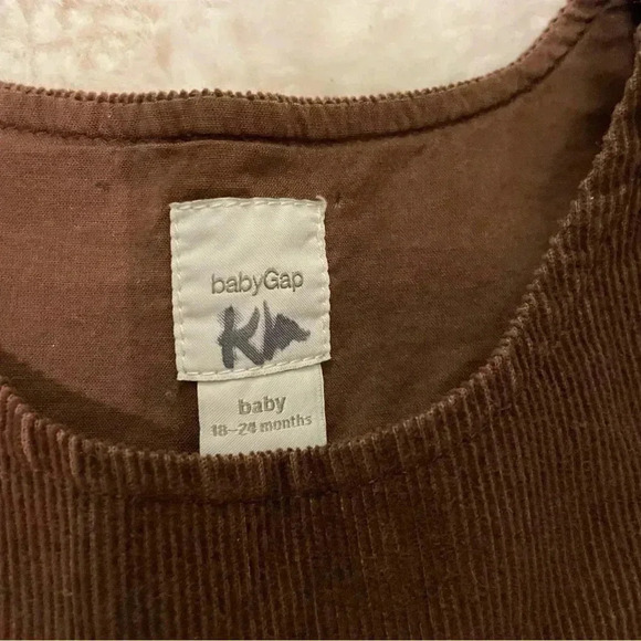 GAP 18-24 months brown corduroy dress with button straps and pockets - Picture 5 of 5